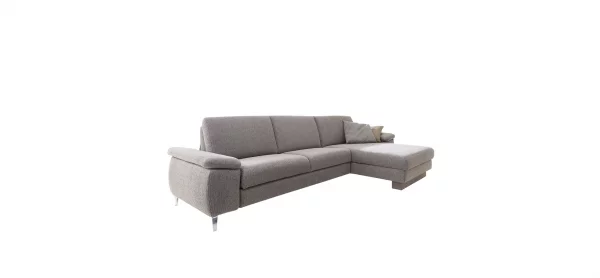 Ecksofa Colombia - 2,5-Sitzer mit Longchair rechts, Armlehne verstellbar, Stoff, Hellbraun