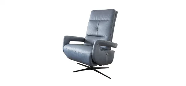 TV-Sessel Melbourne - Relaxfunktion motorisch, Größe M, Leder, Steel