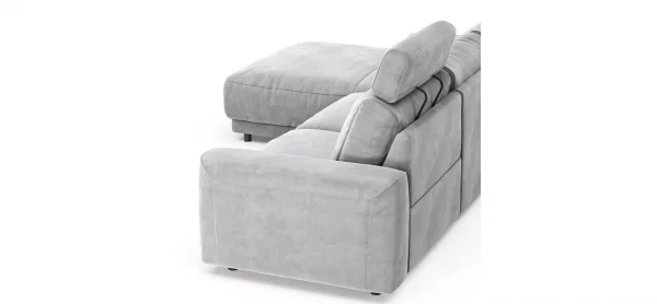 Ecksofa Balok - Longchair groß links mit 2,5-Sitzer, inkl. Relaxfunktion (motorisch) und Kopfstütze, Stoff, Eisengrau – Bild 2
