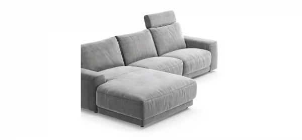 Ecksofa Balok - Longchair groß links mit 2,5-Sitzer, inkl. Relaxfunktion (motorisch) und Kopfstütze, Stoff, Eisengrau – Bild 3