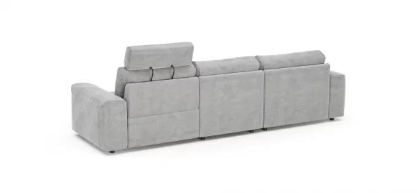 Ecksofa Balok - Longchair groß links mit 2,5-Sitzer, inkl. Relaxfunktion (motorisch) und Kopfstütze, Stoff, Eisengrau – Bild 6