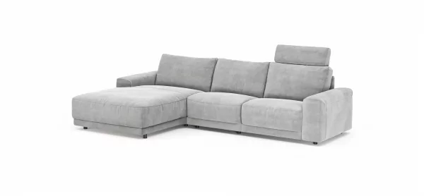 Ecksofa Balok - Longchair groß links mit 2,5-Sitzer, inkl. Relaxfunktion (motorisch) und Kopfstütze, Stoff, Eisengrau – Bild 8