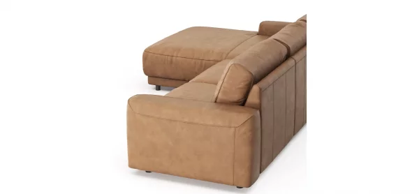 Ecksofa Balok - Longchair groß links mit 2,5-Sitzer, Leder, Cognac – Bild 2
