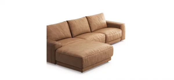 Ecksofa Balok - Longchair groß links mit 2,5-Sitzer, Leder, Cognac – Bild 3