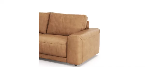 Ecksofa Balok - Longchair groß links mit 2,5-Sitzer, Leder, Cognac – Bild 4