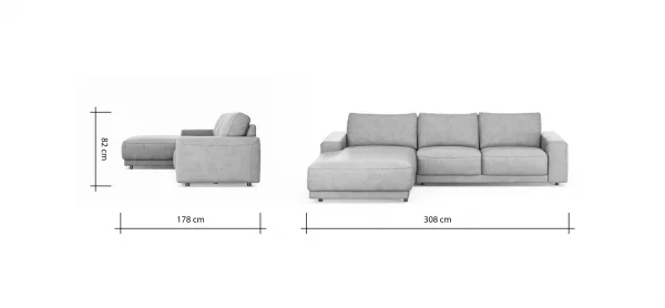 Ecksofa Balok - Longchair groß links mit 2,5-Sitzer, Leder, Cognac – Bild 8