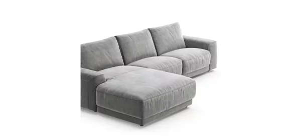 Ecksofa Balok - Longchair groß links mit 2,5-Sitzer, Stoff, Eisengrau – Bild 3