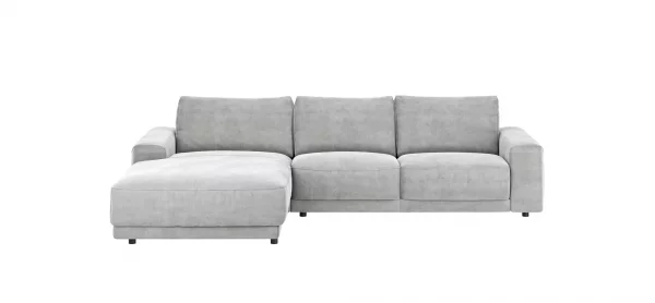 Ecksofa Balok - Longchair groß links mit 2,5-Sitzer, Stoff, Eisengrau