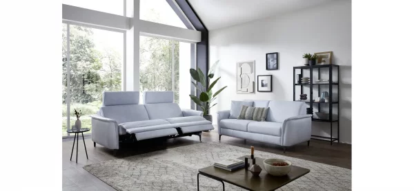 Sofa Mendoza - 2,5-Sitzer, Relaxfunktion (motorisch), Armlehne verstellbar, Leder, Eisblau – Bild 2