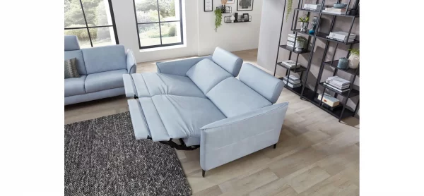 Sofa Mendoza - 2,5-Sitzer, Relaxfunktion (motorisch), Armlehne verstellbar, Leder, Eisblau – Bild 5