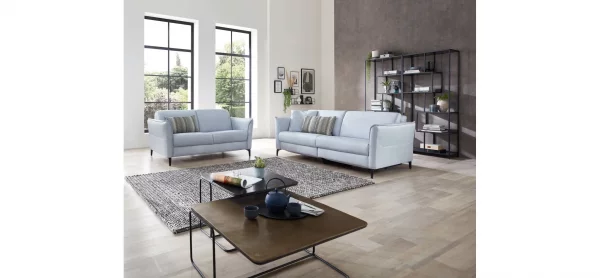 Sofa Mendoza - 2-Sitzer, Leder, Eisblau – Bild 2
