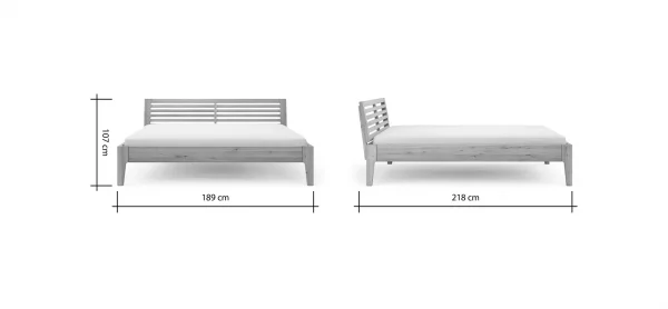 Bettgestell 1660 - Liegefläche ca. 180x200 cm, Wildeiche massiv, bianco geölt – Bild 5