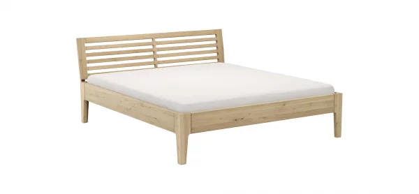 Bettgestell 1660 - Liegefläche ca. 180x200 cm, Wildeiche massiv, bianco geölt