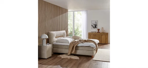 Boxspringbett Alpin - Liegefläche ca. 180x200 cm, Stoff, Graubeige – Bild 2