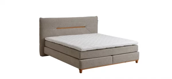 Boxspringbett Alpin - Liegefläche ca. 180x200 cm, Stoff, Graubeige