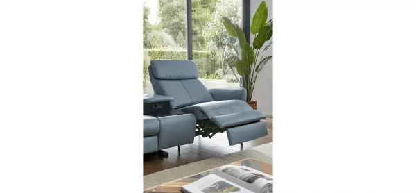 Sofa Fresno - 2-Sitzer inkl. Relaxfunktion motorisch mit Zwischenelement schwarz, inkl. Tisch/USB/Steckdose, Leder Hellblau – Bild 16