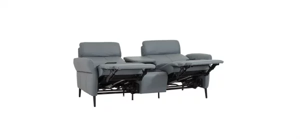 Sofa Fresno - 2-Sitzer inkl. Relaxfunktion motorisch mit Zwischenelement schwarz, inkl. Tisch/USB/Steckdose, Leder Hellblau – Bild 23