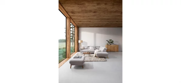 Sofa Maryville - 2,5-Sitzer mit Eckelement und Abschlussteil medium rechts, inkl. Kopfteil verstellbar, Stoff, Beige – Bild 2