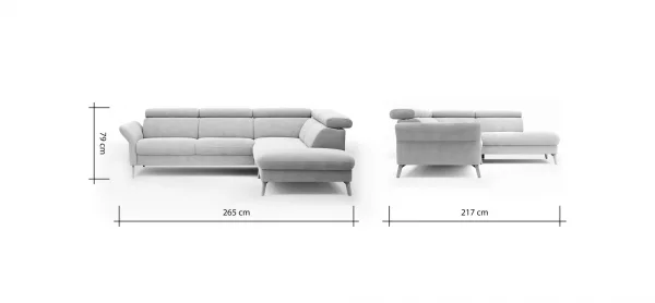 Sofa Maryville - 2,5-Sitzer mit Eckelement und Abschlussteil medium rechts, inkl. Kopfteil verstellbar, Stoff, Beige – Bild 19