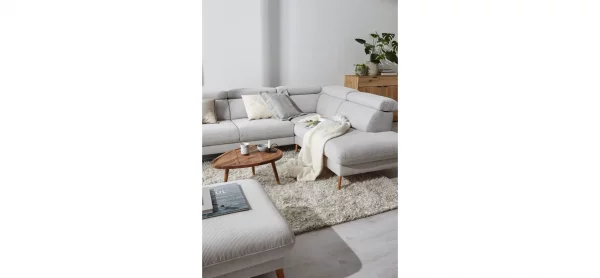 Sofa Maryville - 2,5-Sitzer mit Eckelement und Abschlussteil medium rechts, inkl. Kopfteil verstellbar, Stoff, Beige – Bild 3