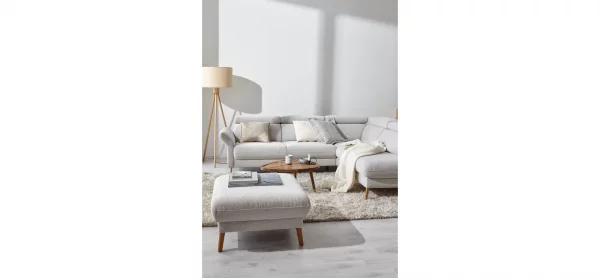 Sofa Maryville - 2,5-Sitzer mit Eckelement und Abschlussteil medium rechts, inkl. Kopfteil verstellbar, Stoff, Beige – Bild 4