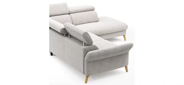 Sofa Maryville - 2,5-Sitzer mit Eckelement und Abschlussteil medium rechts, inkl. Kopfteil verstellbar, Stoff, Beige – Bild 5