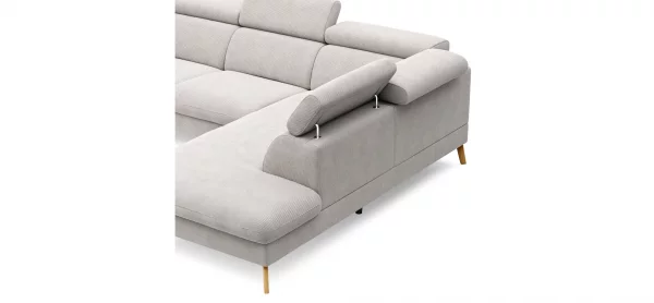 Sofa Maryville - 2,5-Sitzer mit Eckelement und Abschlussteil medium rechts, inkl. Kopfteil verstellbar, Stoff, Beige – Bild 6