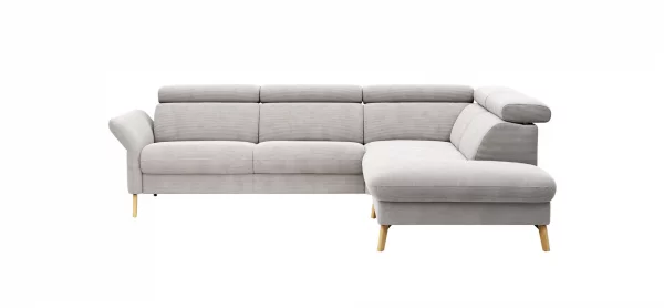Sofa Maryville - 2,5-Sitzer mit Eckelement und Abschlussteil medium rechts, inkl. Kopfteil verstellbar, Stoff, Beige