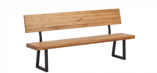 Holzbank Clifton - mit Rückenlehne, Breite ca. 200cm, Wildeiche massiv, natur