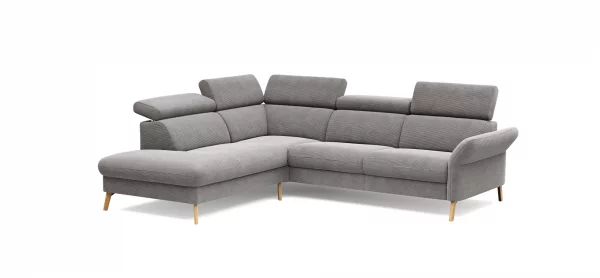 Sofa Maryville - Eckelement und Abschlussteil medium links mit 2,5-Sitzer, inkl. Kopfteil verstellbar, Stoff, Grau – Bild 5