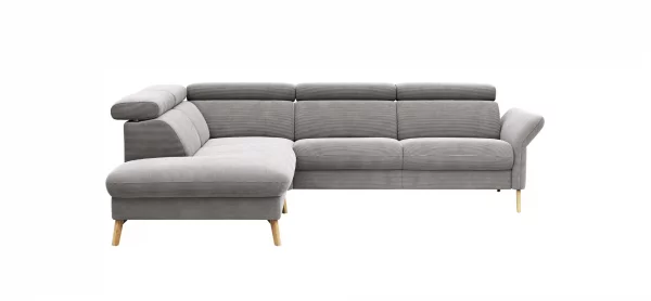 Sofa Maryville - Eckelement und Abschlussteil medium links mit 2,5-Sitzer, inkl. Kopfteil verstellbar, Stoff, Grau