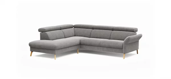 Sofa Maryville - Eckelement und Abschlussteil medium links mit 2,5-Sitzer, inkl. Kopfteil verstellbar, Stoff, Grau – Bild 8
