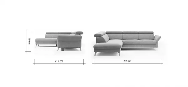 Sofa Maryville - Eckelement und Abschlussteil medium links mit 2,5-Sitzer, inkl. Kopfteil verstellbar, Stoff, Grau – Bild 9