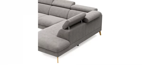 Sofa Maryville - 2,5-Sitzer mit Eckelement und Abschlussteil medium rechts, inkl. Schlaffunktion, Stauraum, Armlehne/Kopfteil verstellbar, Stoff, Grau – Bild 3