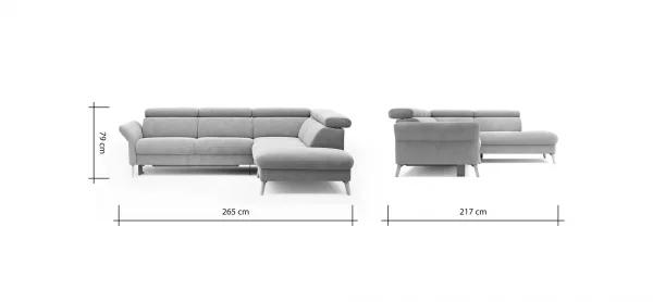 Sofa Maryville - 2,5-Sitzer mit Eckelement und Abschlussteil medium rechts, inkl. Schlaffunktion, Stauraum, Armlehne/Kopfteil verstellbar, Stoff, Grau – Bild 9