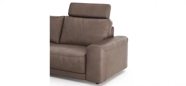 Ecksofa Balok - Longchair groß links mit 2,5-Sitzer, inkl. Relaxfunktion (motorisch) und Kopfstütze, Leder, Dunkelbraun – Bild 4