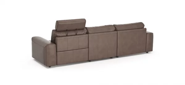 Ecksofa Balok - Longchair groß links mit 2,5-Sitzer, inkl. Relaxfunktion (motorisch) und Kopfstütze, Leder, Dunkelbraun – Bild 9