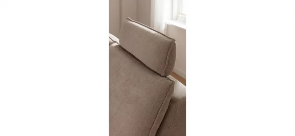 Ecksofa Tulsa KS - 2,5-Sitzer, Spitzecke und 1,5-Sitzer mit Anstellhocker aufklappbar rechts, inkl. Kopfstütze, AL verstellbar und Schlaffunktion, Stoff, Graubeige – Bild 2
