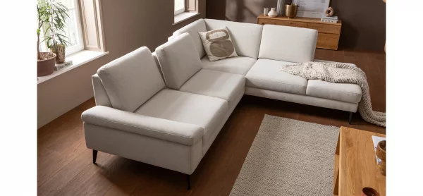 Ecksofa Houston - 2,5-Sitzer, Eckelement und 1-Sitzer mit Abschlussteil rechts,  inkl. Sitztiefenverstellung und Armlehne klappbar, Stoff, Natur – Bild 3