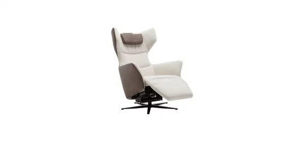 Drehsessel Houston Relax - Größe M, inkl. Relaxfunktion (motorisch), Aufstehhilfe und Kopfstütze, Stoff, außen Taupe/innen Natur – Bild 8