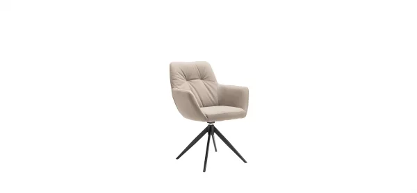 Armlehnstuhl Nashville - drehbar, Leder, Taupe