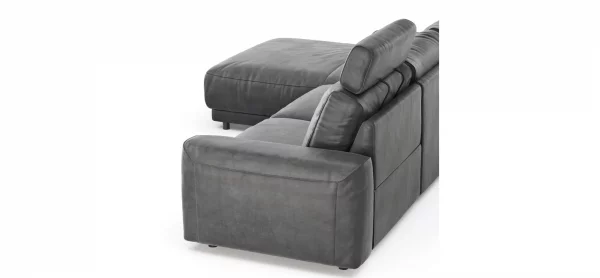 Ecksofa Balok - Longchair groß links mit 2,5-Sitzer, inkl. Relaxfunktion (motorisch) und Kopfstütze, Stoff, Anthrazit – Bild 2