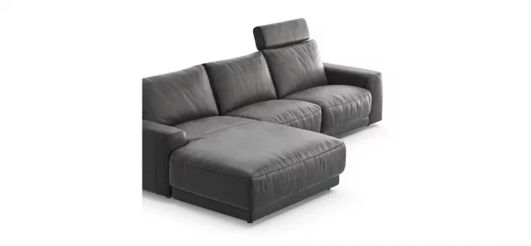 Ecksofa Balok - Longchair groß links mit 2,5-Sitzer, inkl. Relaxfunktion (motorisch) und Kopfstütze, Stoff, Anthrazit – Bild 3