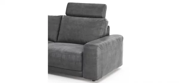 Ecksofa Balok - Longchair groß links mit 2,5-Sitzer, inkl. Relaxfunktion (motorisch) und Kopfstütze, Stoff, Anthrazit – Bild 4