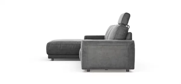 Ecksofa Balok - Longchair groß links mit 2,5-Sitzer, inkl. Relaxfunktion (motorisch) und Kopfstütze, Stoff, Anthrazit – Bild 9