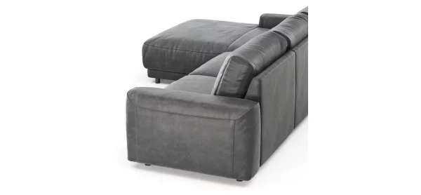 Ecksofa Balok - Longchair groß links mit 2,5-Sitzer, Stoff, Anthrazit – Bild 2