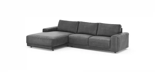Ecksofa Balok - Longchair groß links mit 2,5-Sitzer, Stoff, Anthrazit – Bild 7