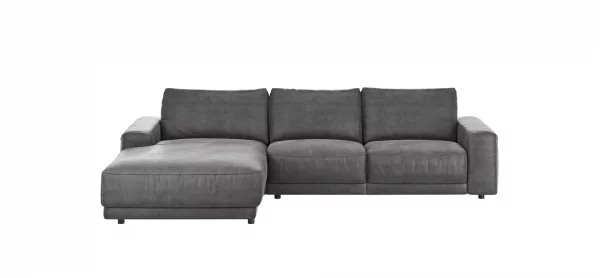 Ecksofa Balok - Longchair groß links mit 2,5-Sitzer, Stoff, Anthrazit