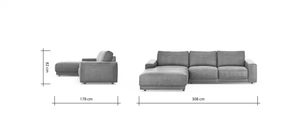 Ecksofa Balok - Longchair groß links mit 2,5-Sitzer, Stoff, Anthrazit – Bild 8