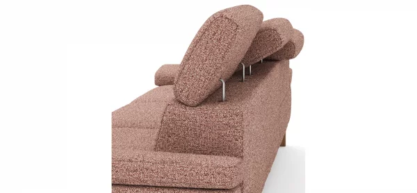 Ecksofa Hudson - 2,5-Sitzer mit Longchair rechts inkl. Kopfteil verstellbar, Stoff, Kupfer – Bild 2